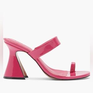 🟠NWT STEVE MADDEN Renee Flared Heel Leather Sandals in Fuchsia